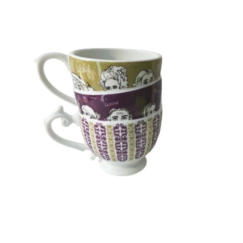 Whimsical Sneaky Freaky Stacked Coffee Tea Mug‎ Illusion Purple 10oz Topchoice